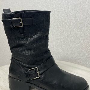 Cole Haan boots moto buckle leather hemlock black sz 8 biker women